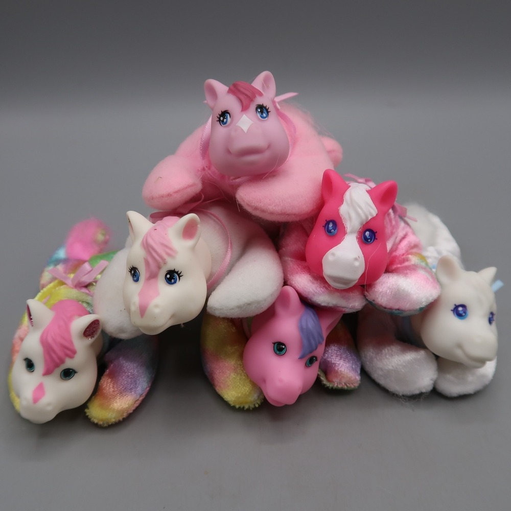 Lot of 6 Pony Surprise Replacement Babies White Pink Tie Dye Plush Toys
